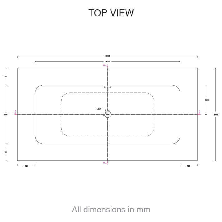 CASF corian bath delight 18410BATH top view