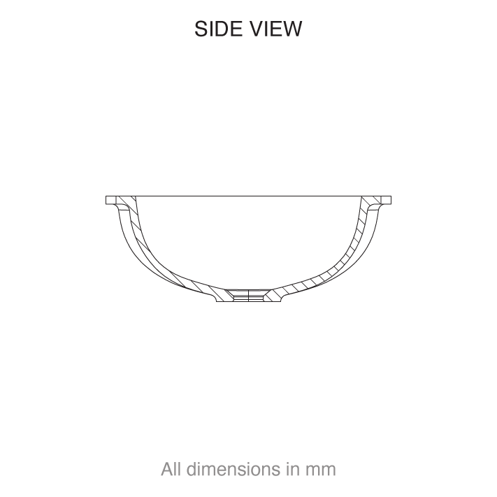 CASF corian basin smooth 820 side view