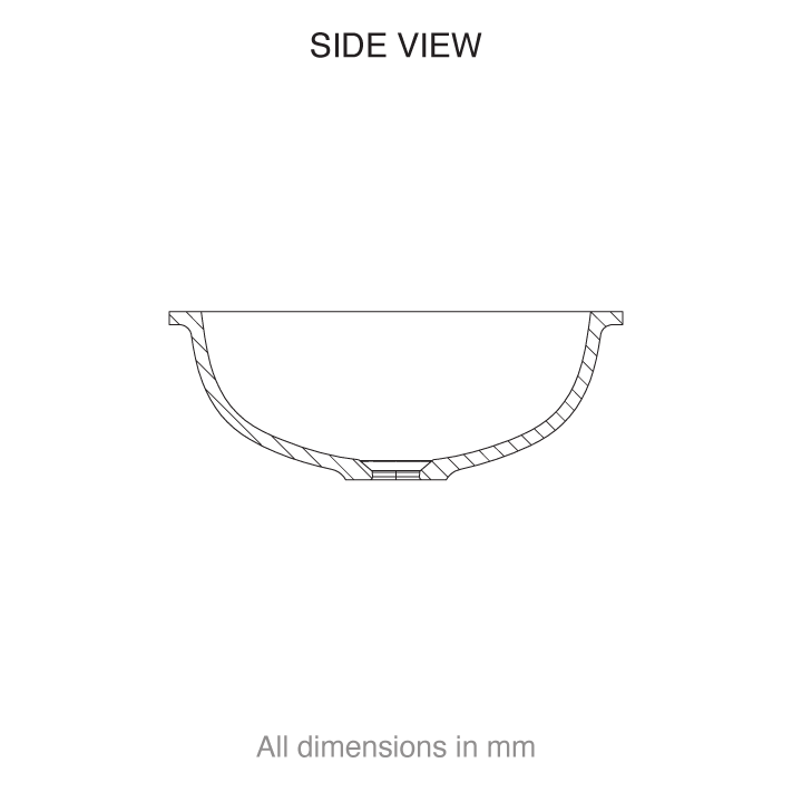 CASF corian basin smooth 810 side view
