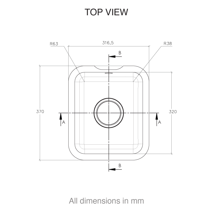 CASF corian sink sweet 809 top view