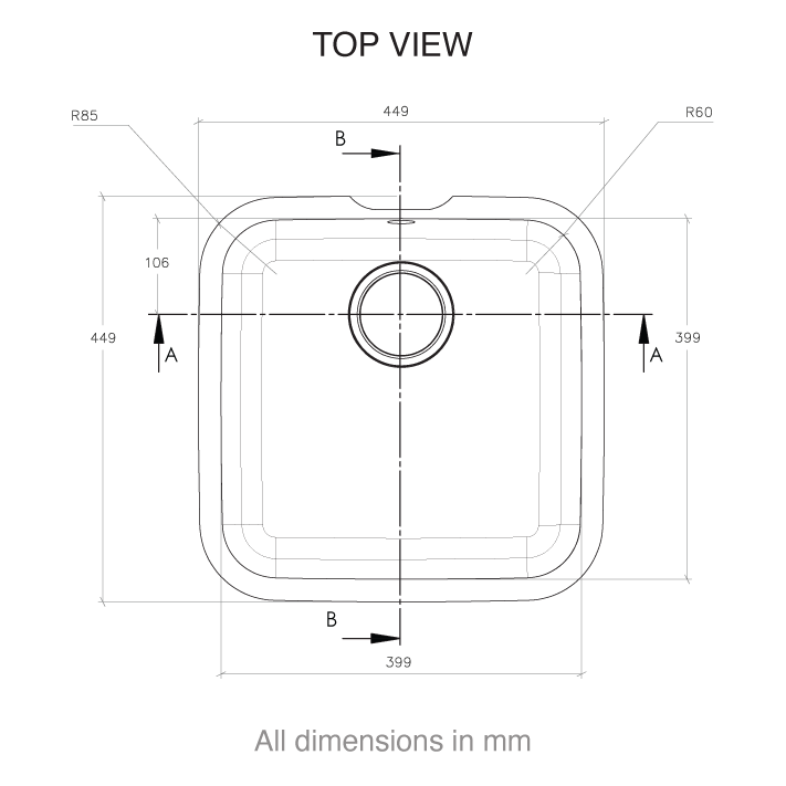 CASF corian sink sweet 804 top view