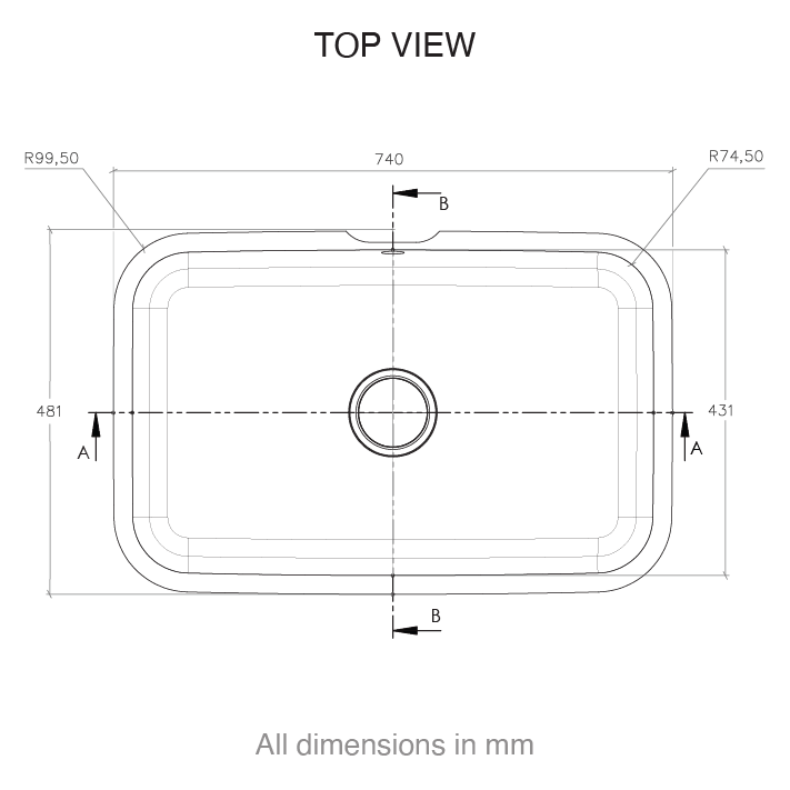 CASF Corian sink sweet 881 top view