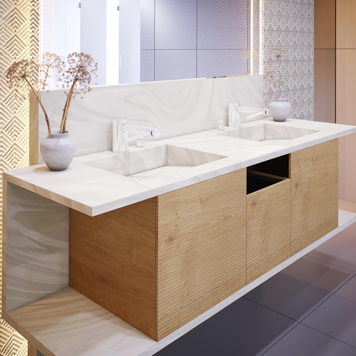 CASF Corian® Multi-basin Washplane 4212 Onyx White