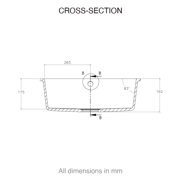 CASF Corian sink spicy 970 cross section