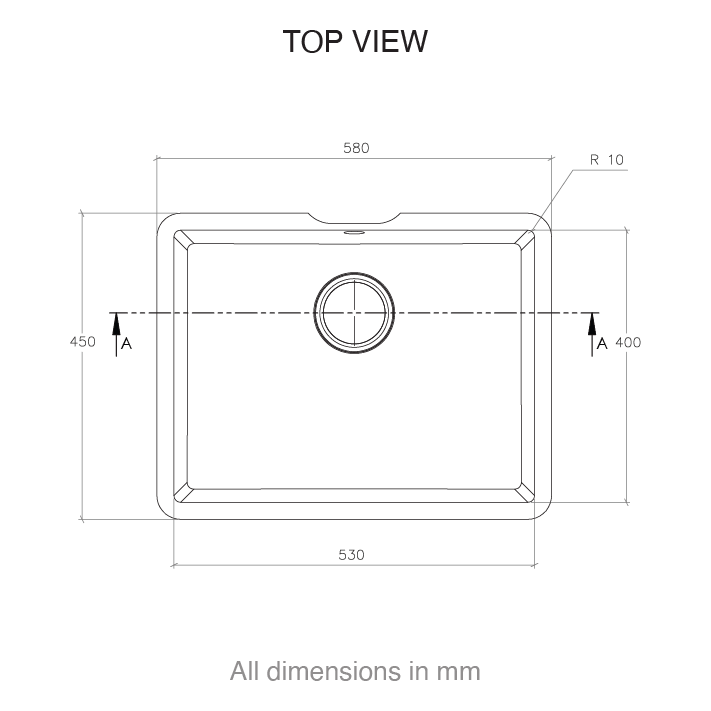 CASF Corian sink spicy 970 top view