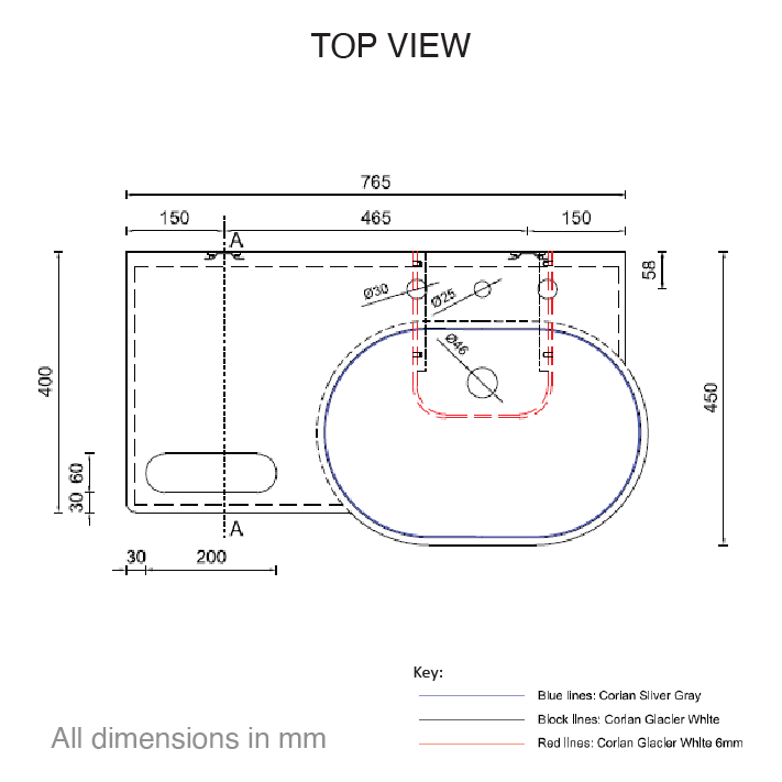 casf corian pwd 800rhg top view