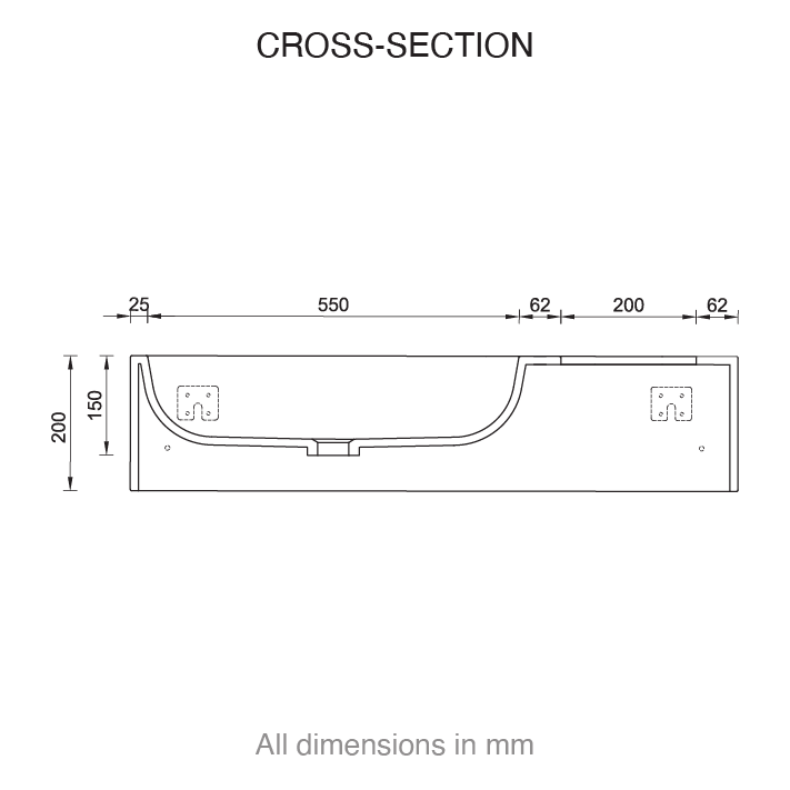 casf corian staff hand wash station 336 cross section