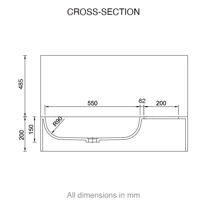 casf corian staff hand wash station 336sd cross section