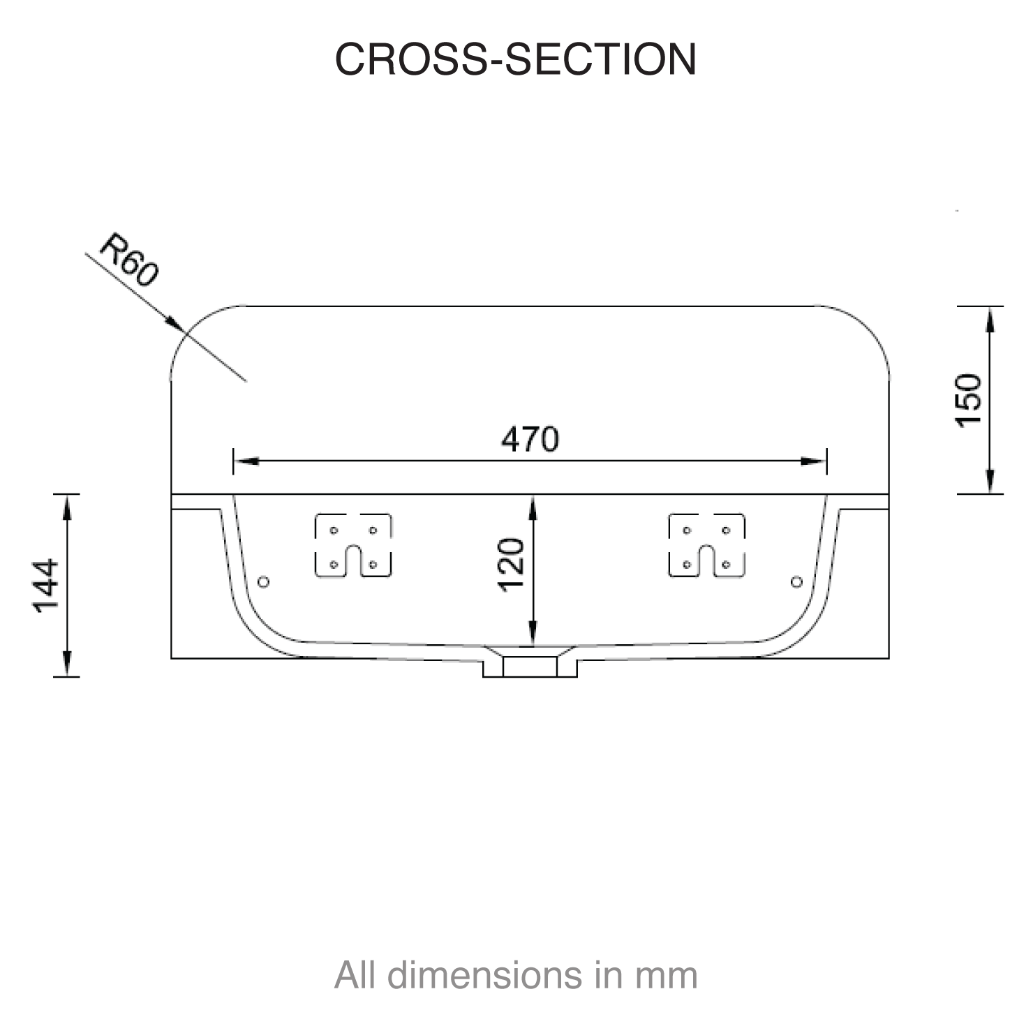 casf corian 337sd wall hung cross section