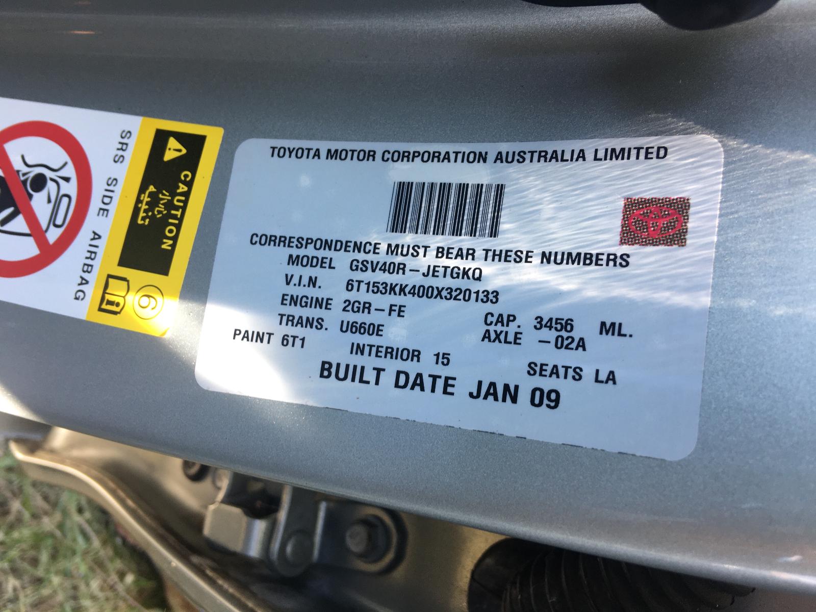 View Auto part Right Taillight Toyota Aurion 2009