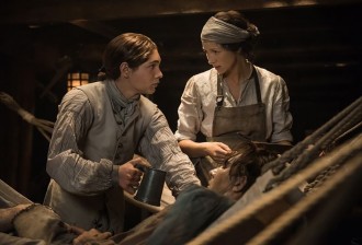 Caitriona Balfe as Claire Fraser and as Elias Pound, Outlander Series 3, Episode 10