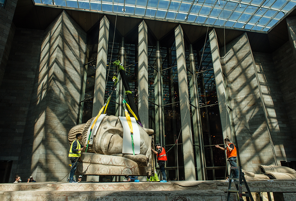 Eternity Buddah in Nirvana by Chinese artist Xu Zhen being installed at the NGV. Picture: Eugene Hyland