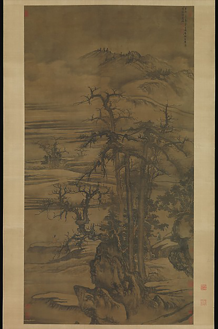 Landscape after a poem by Wang Wei, Yuan dynasty (1271–1368), dated 1323, China, Hanging scroll; ink and colour on silk, courtesy The Metropolitan Museum of Art New York