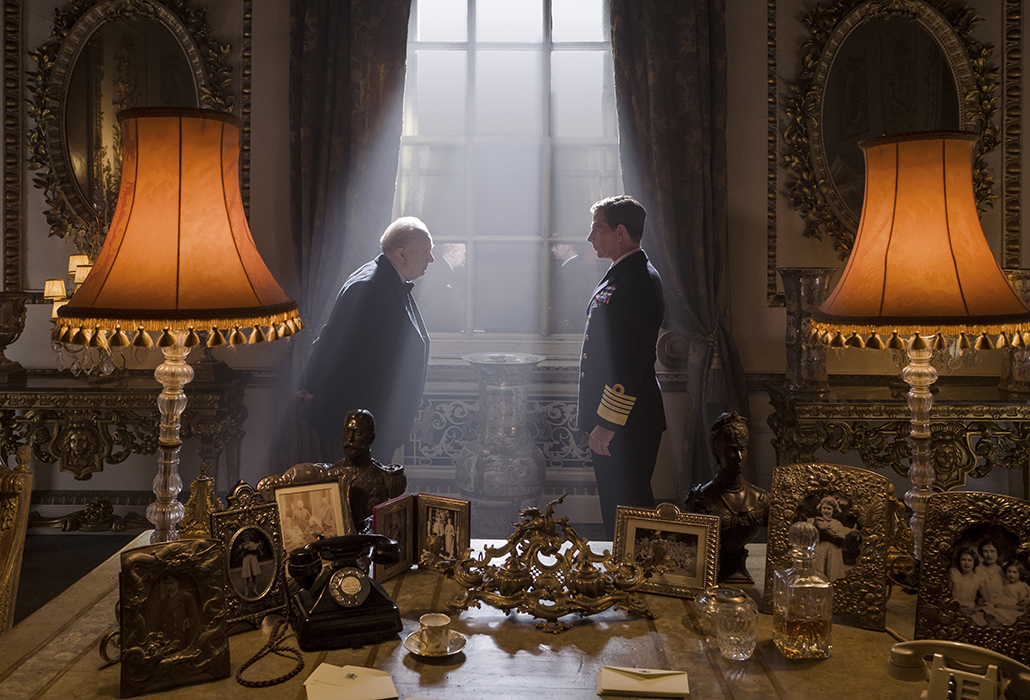 Gary Oldman stars as Winston Churchill and Ben Mendelsohn as King George VI in director Joe Wright's Darkest Hour, a Focus Features release. Photo Jack English
