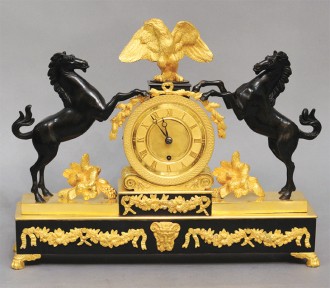 Clock with Horses Raring