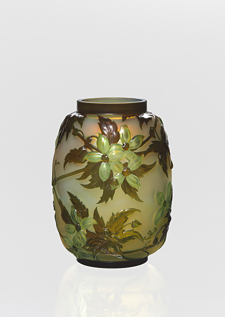 Gallé, Nancy (manufacturer) Clematis, vase c. 1890?1900 glass (acid-etched) 24.0 x 18.2 cm diameter National Gallery of Victoria, Melbourne Purchased, 1975