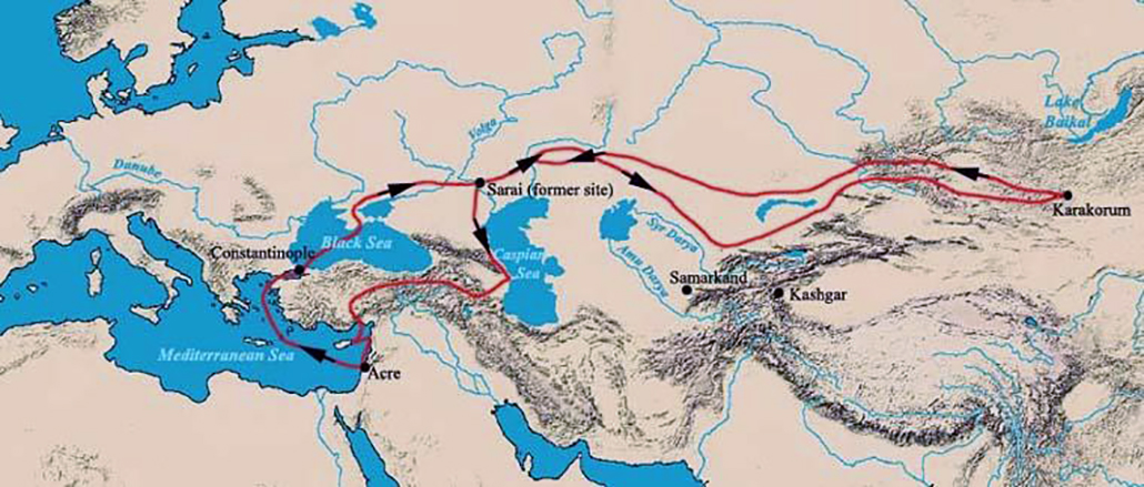 Itinéraire de Guillaume de Rubrouck: route (1253-55)