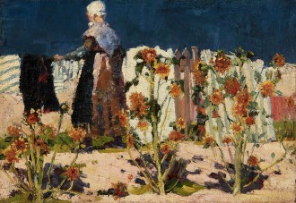 John Russell: 'Peasant woman with sunflowers', oil on canvas, 32.5 x 46.5 cm, Collection of Allen Hunter & Carmel Dyer, Brisbane Photo: AGNSW, Jenni Carter