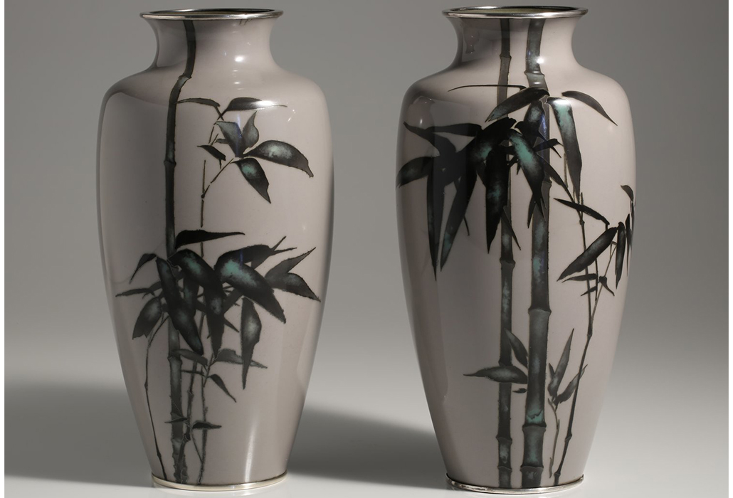 Brans Antiques and Art (WA) Pair of cloisonné vases