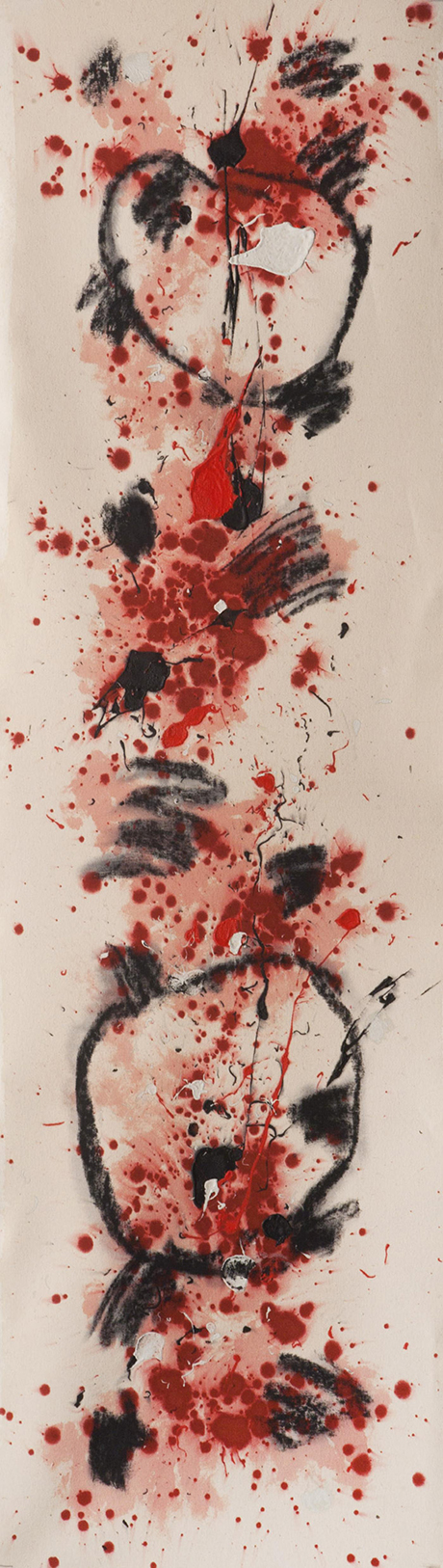 David Rankin, Red Leaving Later, 2017, Acrylic and Charcoal on canvas, 178.00 x 43.00, Provenance and courtesy artist