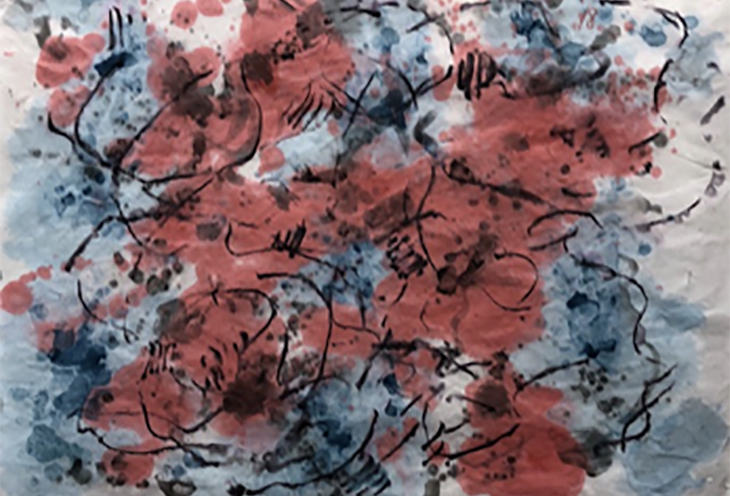 David Rankin: Leaving early II, 2018, ink, acrylic on Chinese Paper, 46 x 61 cm, courtesy artist