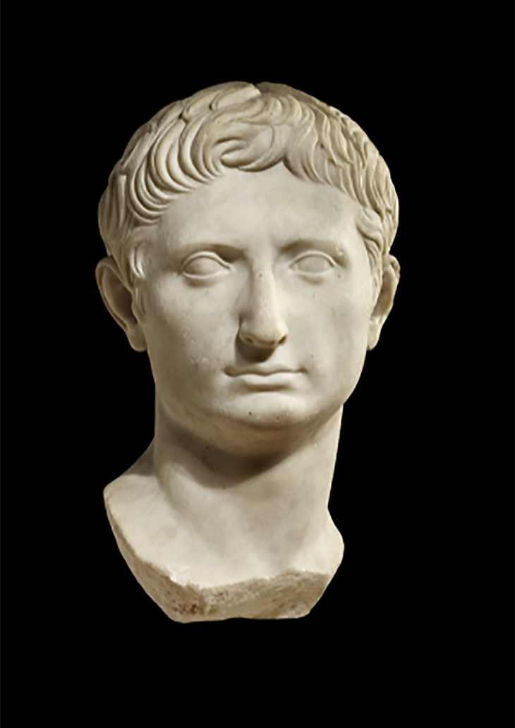 Statue head of Augustus (Rome, Italy), 30–25 BC. Marble, 14 3/4 x 8 1/4 x 8 5/8 in. The British Museum, 1888,1210.1. courtesy ©The Trustees of the British Museum