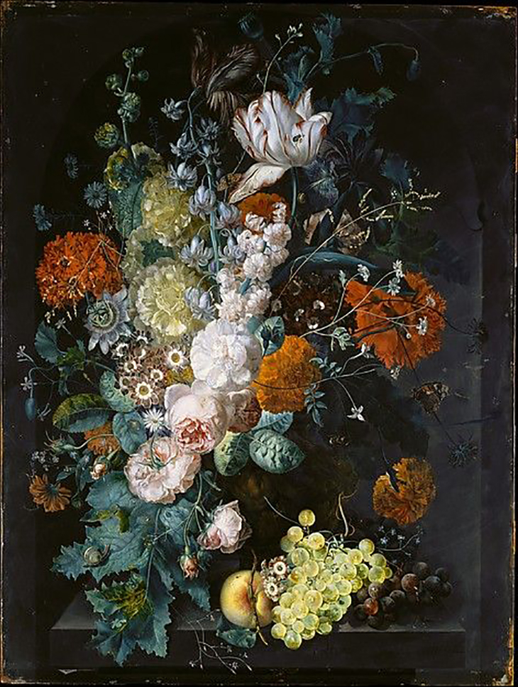 Margareta Haverman (Dutch, active by 1716–died 1722 or later), A Vase of Flowers, 1716, Oil on wood, 31 1/4 x 23 3/4 in. (79.4 x 60.3 cm), courtesy The Metropolitan Museum of Art, New York, Purchase, 1871 (71.6)