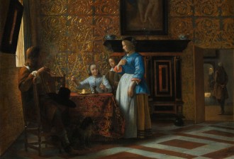 Leisure Time in an Elegant Setting, Pieter de Hooch (Dutch, Rotterdam 1629–1684 Amsterdam), ca. 1663–65, oil on canvas, Robert Lehman Collection 1975, courtesy The Metropolitan Museum of Art, New York