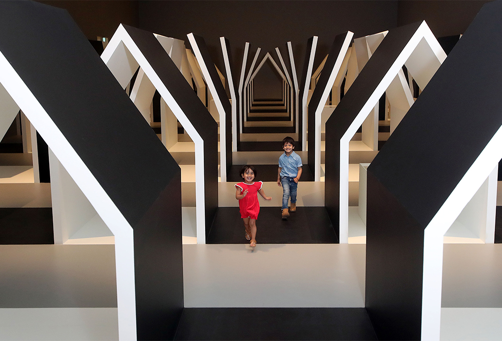 oung children enjoy the first-look at the new Escher x Nendo | Between Two Worlds exhibition at NGV International on November 30, 2018 in Melbourne, Australia. Photo by Scott Barbour/Getty Images for NGV