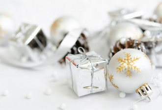 abstract blur background. christmas concept with ball, gifts