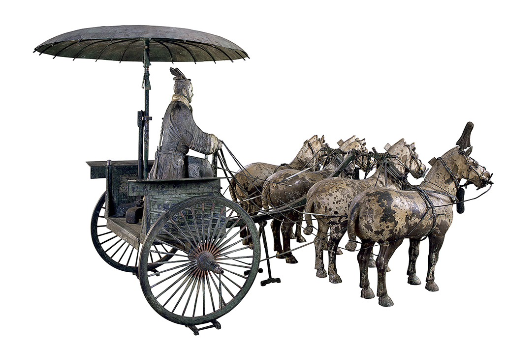 CHINESE: Chariot #1 (Qin dynasty replica) bronze 152.0 (h) x 225.0 (w) cm Emperor Qin Shihuang’s Mausoleum Site Museum, Xi'an (MMYL007)