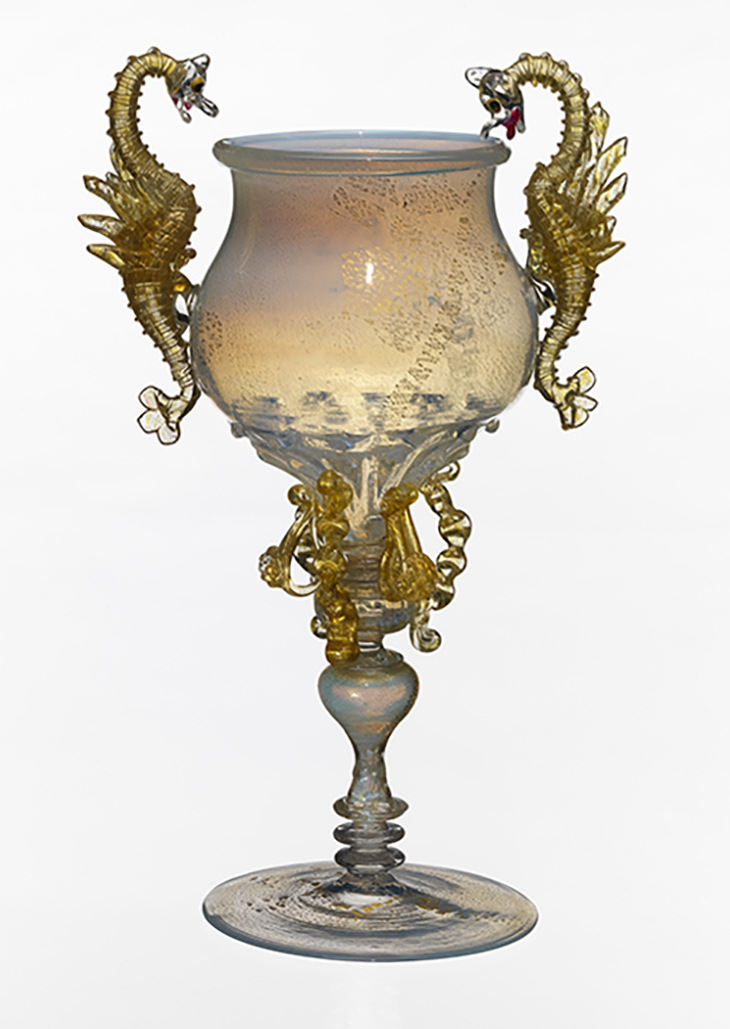 Venice And Murano Glass And Mosaic Company, Venice manufacturer Italy est. 1859 Goblet c. 1880 glass 23.2 x 14.1 x 7.6 cm National Gallery of Victoria, Melbourne Gift of John H. Connell, 1914 (1273-D3)