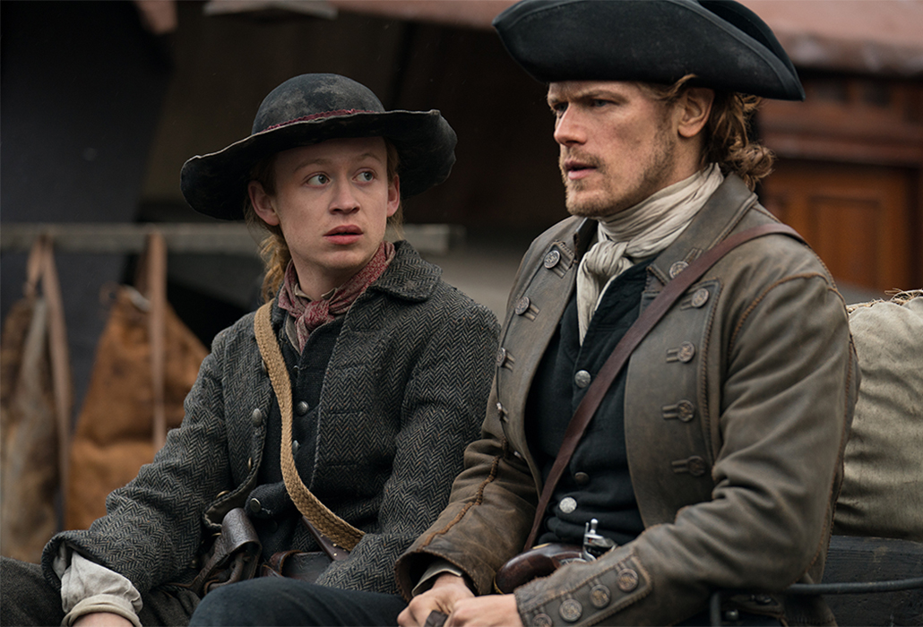 Sam Heughan as Jamie Fraser and John Bell as Young Ian Murray, in Starz TV Series 4, Outlander