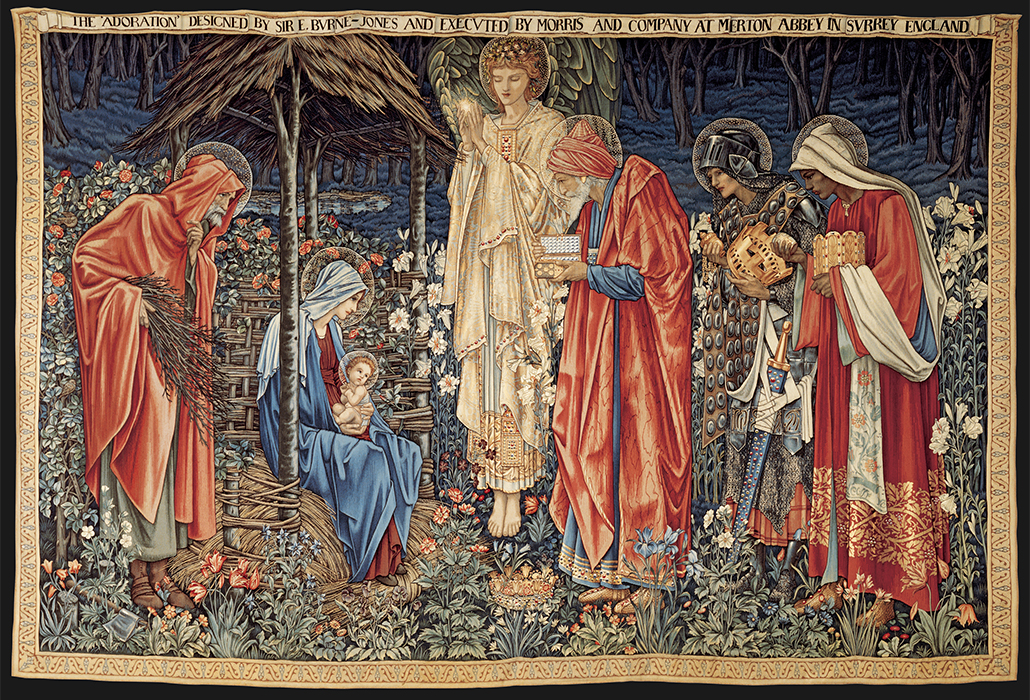 Edward Burne-Jones: The adoration of the Magi, designed 1887, manufactured 1900-02 wool, silk, 251.2 x 372.5 cm Morgan Thomas Bequest Fund 1917, Art Gallery of South Australia, Adelaide