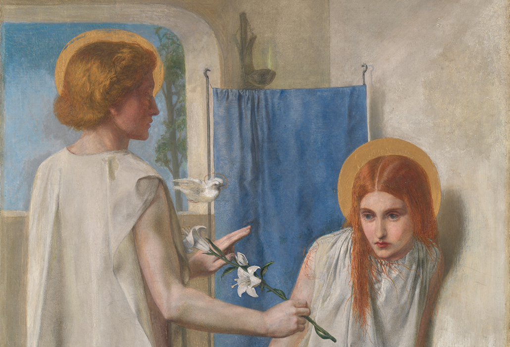 Dante Gabriel Rossetti: Detail, Ecce ancilla domini! (The Annunciation) 1849–50 oil on canvas on panel 72.4 x 41.9 cm Purchased 1886 Tate, © Tate, London