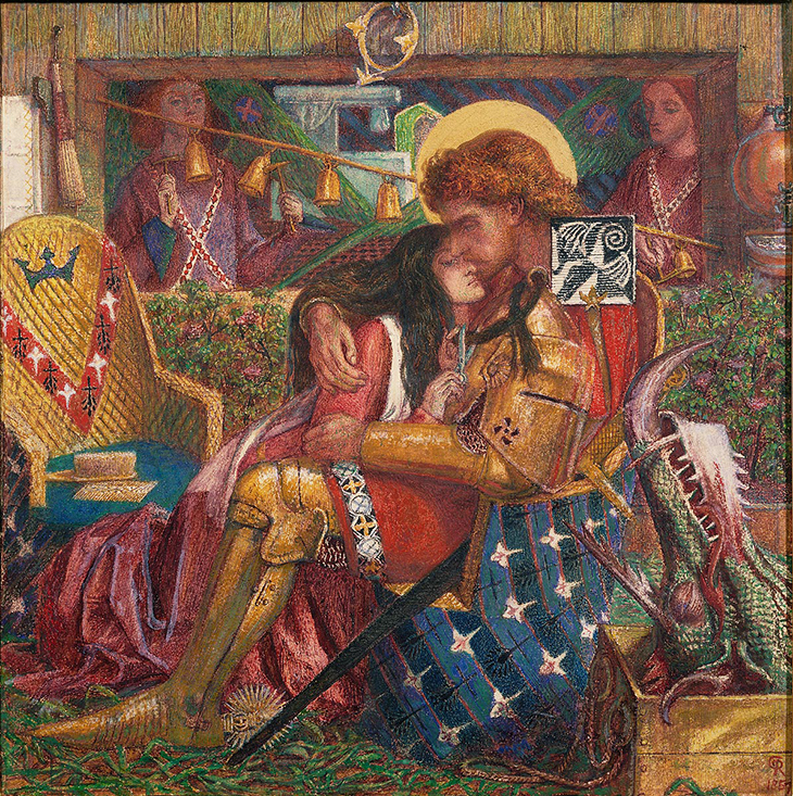 Dante Gabriel Rossetti Great Britain 1828 – 1882 The wedding of St George and Princess Sabra 1857 watercolour on paper 36.5 x 36.5 cm, Purchased with assistance from Sir Arthur Du Cros Bt and Sir Otto Beit KCMG through the Art Fund 1916, courtesy The Tate, London