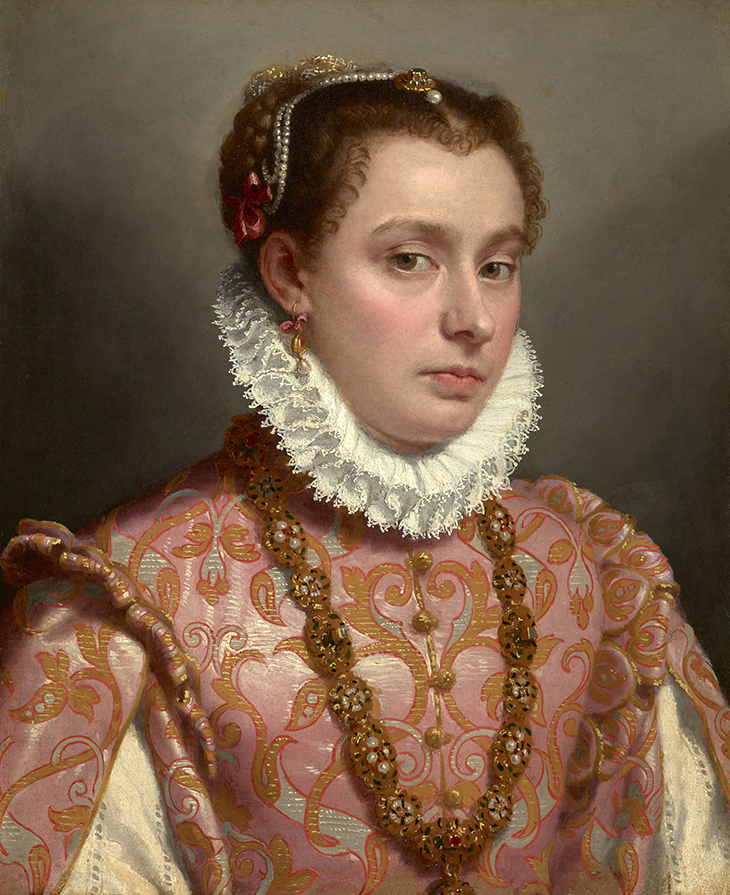 Giovanni Battista Moroni, Portrait of a Young Woman, ca. 1575, oil on canvas, 20 3/8 x 16 3/8 inches, private collection; photo: Michael Bodycomb