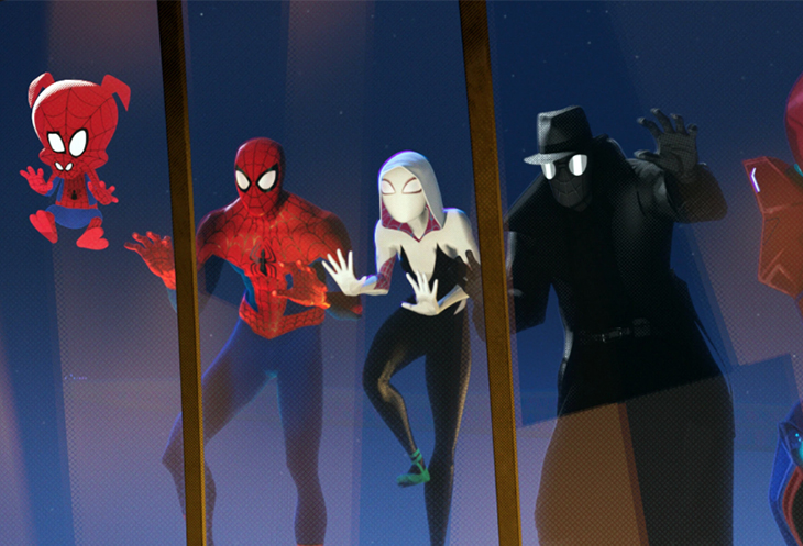 John Mulaney, Jake Johnson, Hailee Steinfeld, Nicolas Cage and Kimiko Glenn voice an army of alt-Spideys in 'Spider-Man: Into the Spider-Verse.'Detail courtesy Sony Pictures Animation