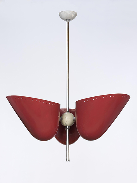 Versalite, 1948 (designed and made) Artist/Maker: Read, A.B. RDI ARCA FSIA, born 1899 - died 1973 (designer) Troughton and Young Lighting Ltd. (manufacturer) Materials and Techniques: The shades, painted aluminium attach to a brass sphere on a chromium plated steel rod by chrome plated, machined joints, courtesy V & A Museum, London