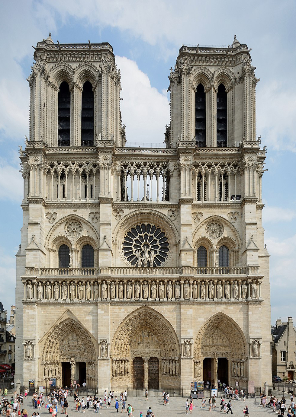 The Twin Facade of the Cathedral of Notre Dame, Paris, a world heritage treasure