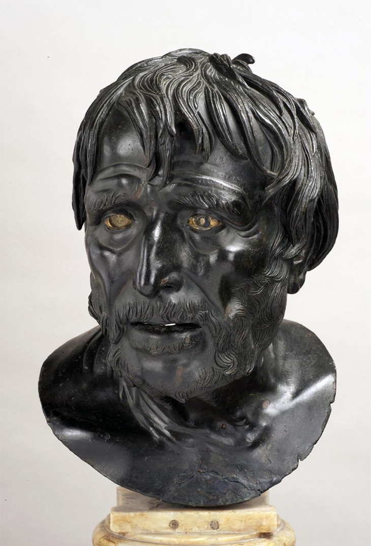 Bust of Pseudo-Seneca, 1st century BC - 1st century AD, Roman, Bronze, H: 46.4 × W: 23.5 × D: 21 cm, courtesy Museo Archeologico Nazionale di Napoli, Photo Luigi Spina
