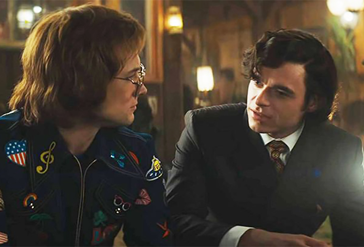 Taron Egerton as Elton John and Richard Madden as Alan Reid in Rocketman from Paramount Pictures