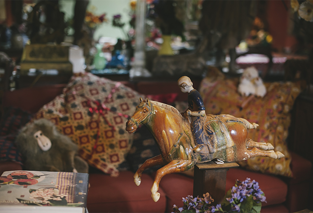 Margaret Olley's studio, her Tang dynasty horse and rider was a special focus of the sitting area