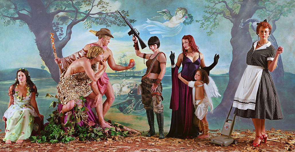 Eleanor Antin, Judgement of Paris (after Rubens) - Dark Helen, 2007, chromogenic print, 38 x 73 inches (F), edition of 5 Courtesy Ronald Feldman Fine Arts, New York