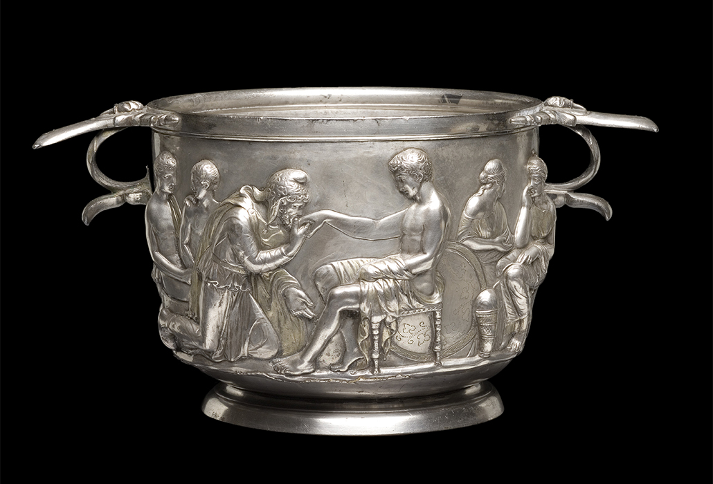 Priam and Achilles, Roman silver cup, 1st century AD, National Museum of Denmark Photograph: Roberta Fortuna and Kira Ursem © National Museet Denmark