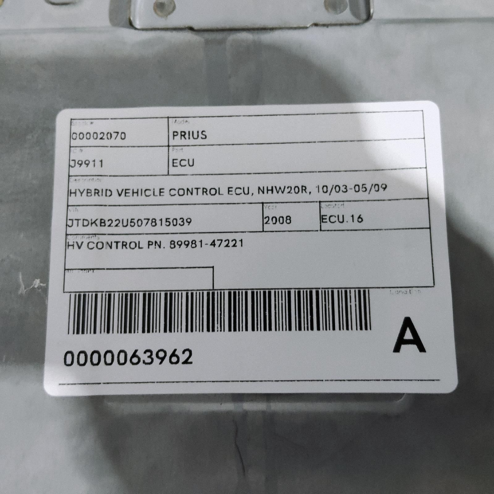 View Auto part Ecu Toyota Prius 2008