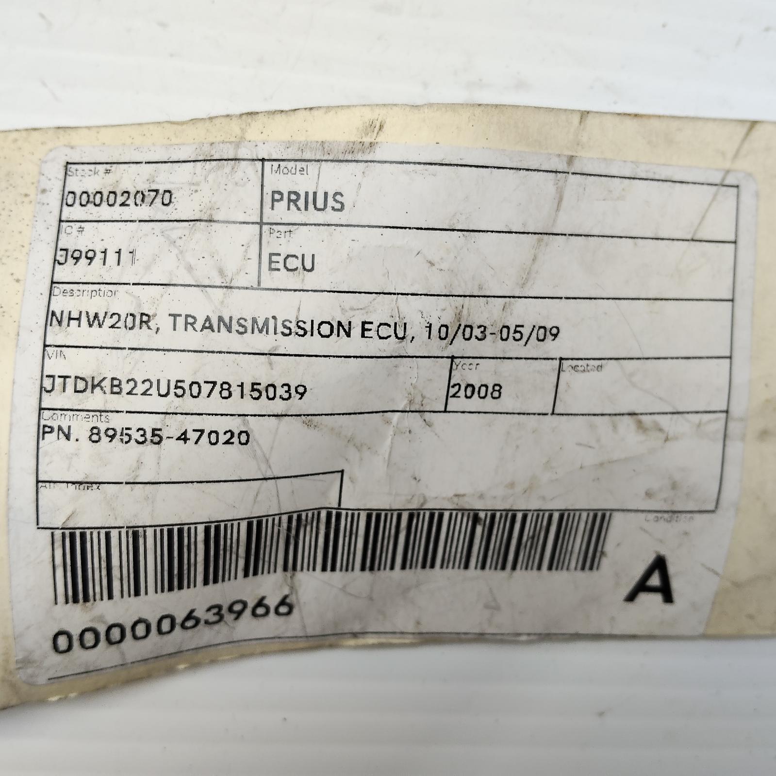 View Auto part Ecu Toyota Prius 2008