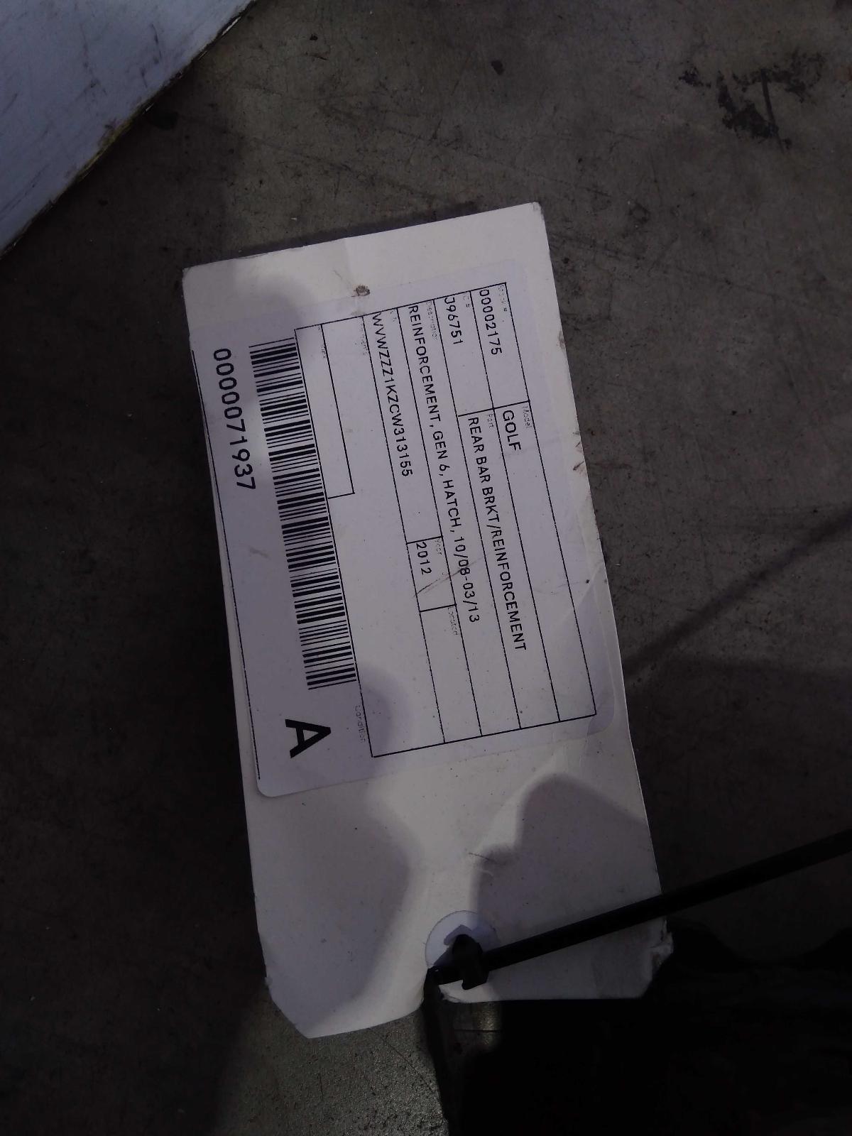 2012 Volkswagen Golf R/Bar Bracket/Reinfo View Auto part R/Bar Bracket/Reinfo Volkswagen Golf 2012