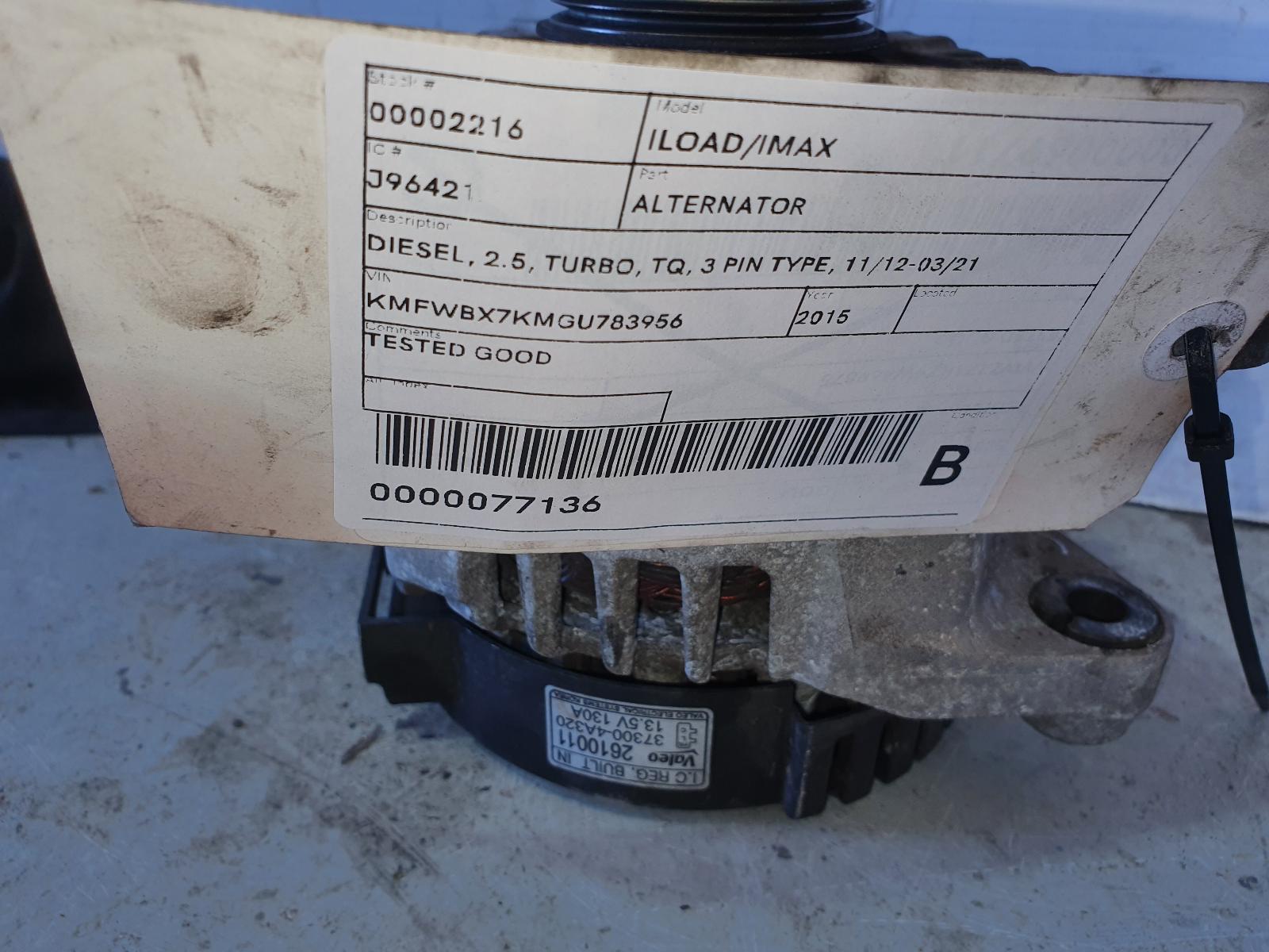 2015 Hyundai Iload/imax Alternator View Auto part Alternator Hyundai Iload/imax 2015