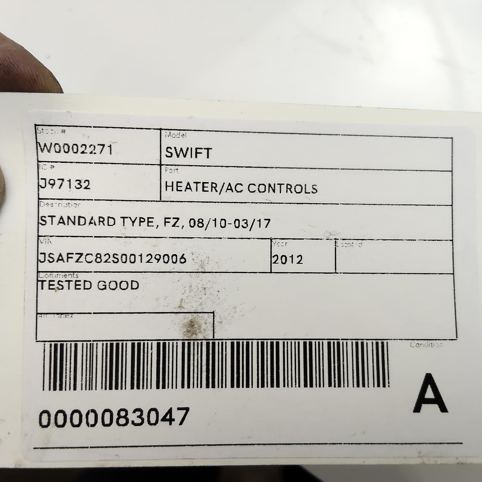 View Auto part Heater/Ac Controls Suzuki Swift 2012